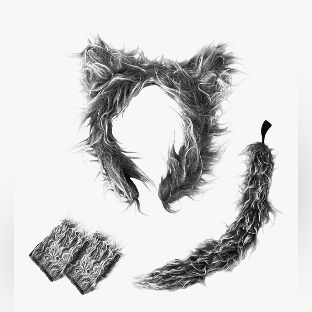 Wolf Headband Tail Gloves Cosplay Costume Set